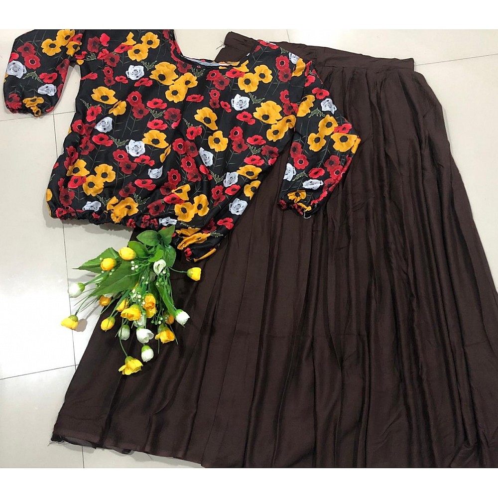 heavy rayon skirt with printed top