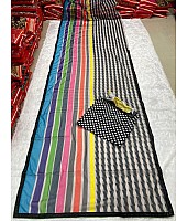 Multicolor printed strip georgette saree