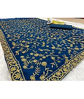 Navy blue georgette heavy embroidered wedding saree