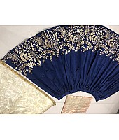 Navy blue tafeta silk embroidered ceremonial lehenga choli