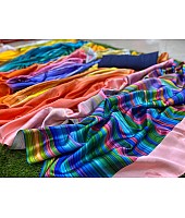 Rainbow multicolor printed fancy saree