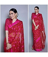 Red heavy chanderi embroidered saree