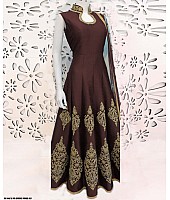 Maroon banglori silk embroidered semistitched gown