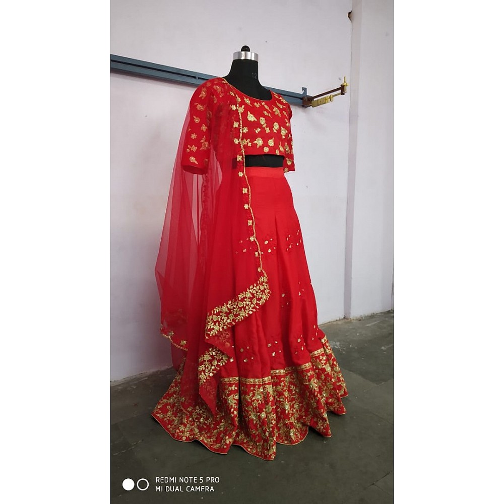 Red star silk beautiful embroidered wedding lehenga choli
