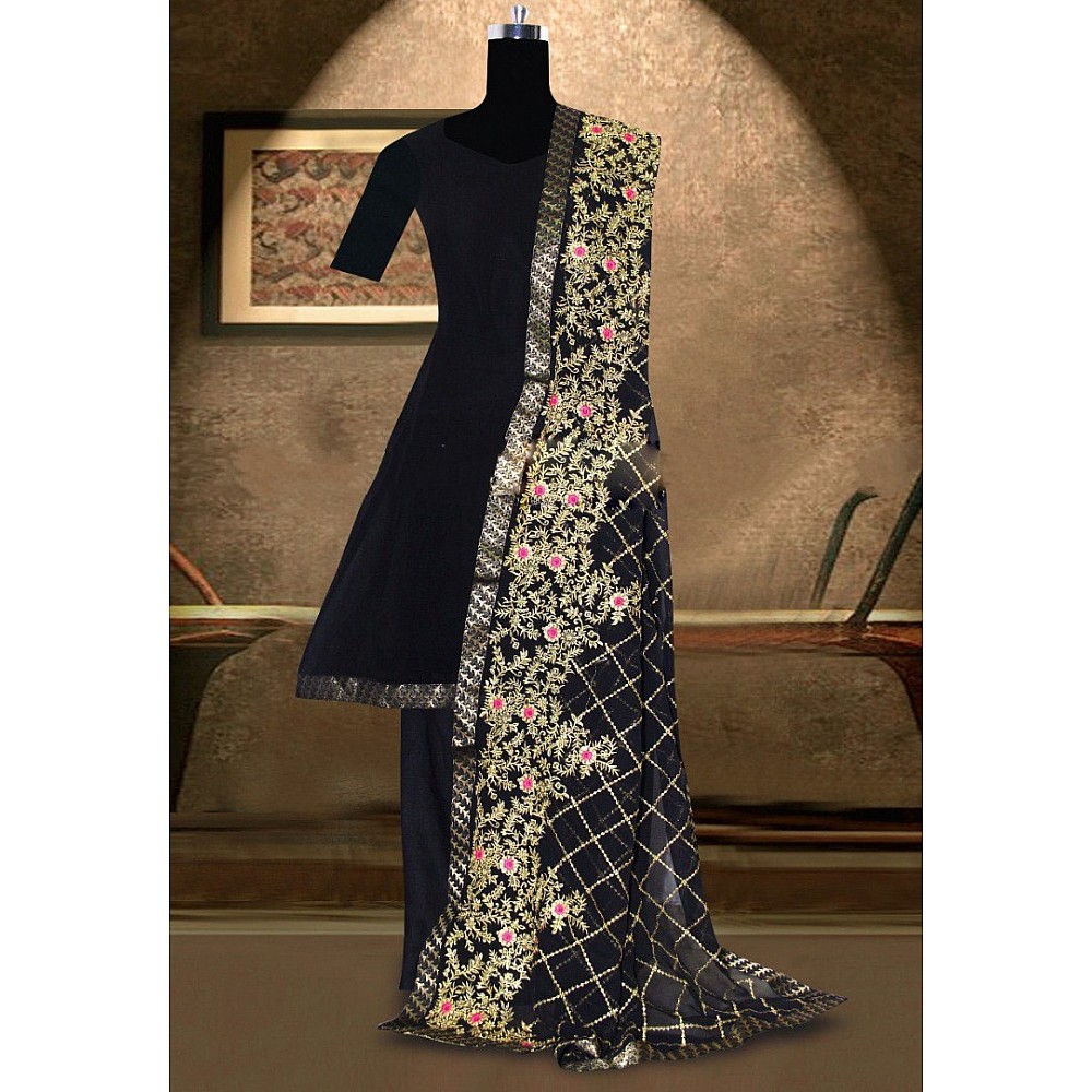 Black georgette salwar suit with heavy embroidered dupatta