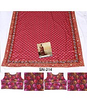 Maroon chinon silk printed designer wedding saree