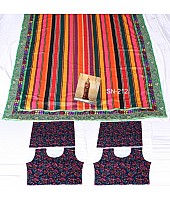 Multicolor strip chinon silk designer wedding saree