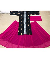 pink georgette partywear crop top lehenga with printed shrug