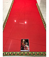 Red bember georgette designer embroidered saree