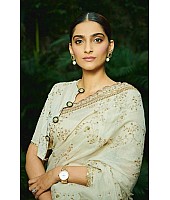 White georgette designer embroidered wedding saree