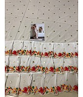 white multi threadwork embroidered ceremonial ruffle saree
