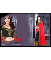Designer stylist red and black embroidered saree