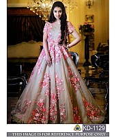 fabulous cream and pink embroidered girlish gown