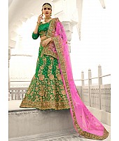 Green tapeta silk heavy embroidered bridal lehenga