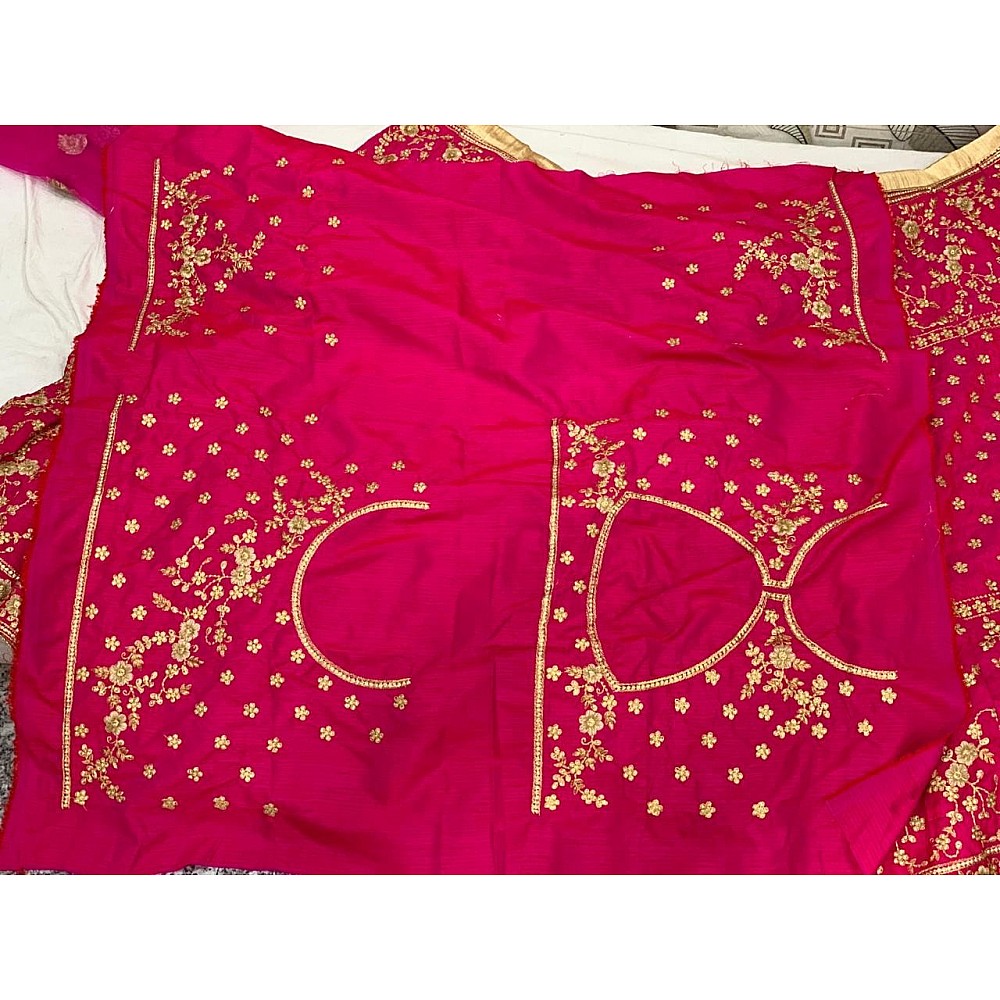 Magenta pink petan silk designer embroidered wedding lehengha