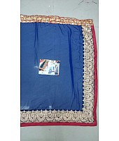 Mahaveer embroidered blue saree with heavy lace