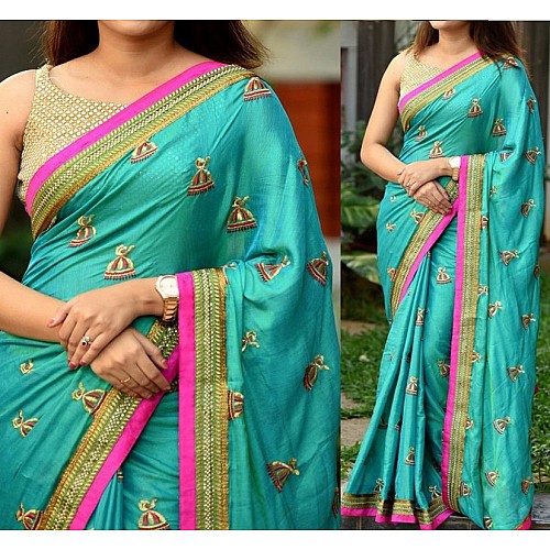 rama rangoli georgette silk embroidered festival wear saree