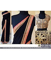 Stylist Black embroidered Party wear Saree