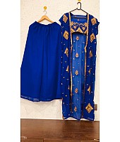 Blue georgette zari embroidered work plazzo suit
