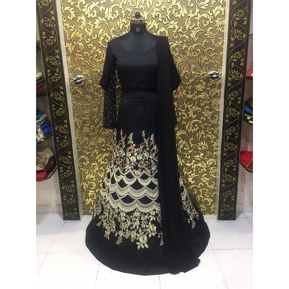 Gorgeous heavy embroidered black ceremonial lehenga