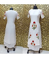 White digital printed fully stitched long kurti