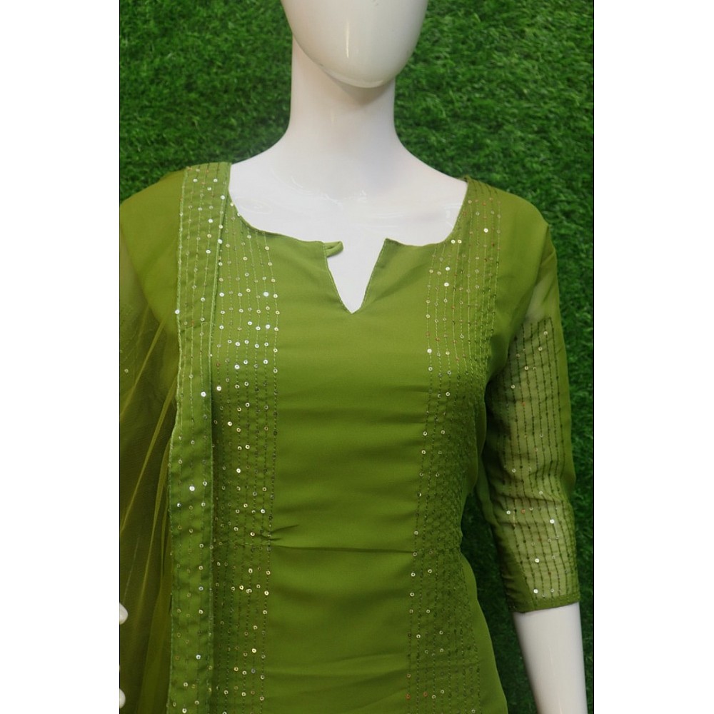 Neon green thread and sequence work salwar suit