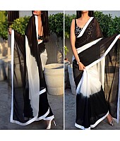 Black and white multi shaded georgette saree