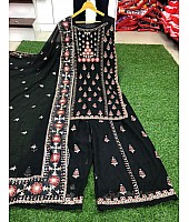 Black georgette thread embroidered plazzo salwar suit