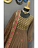 Brown georgette embroidered long anarkali suit