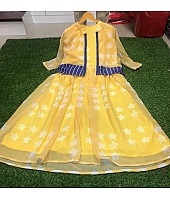 Designer yellow georgette printed kurtie with koti