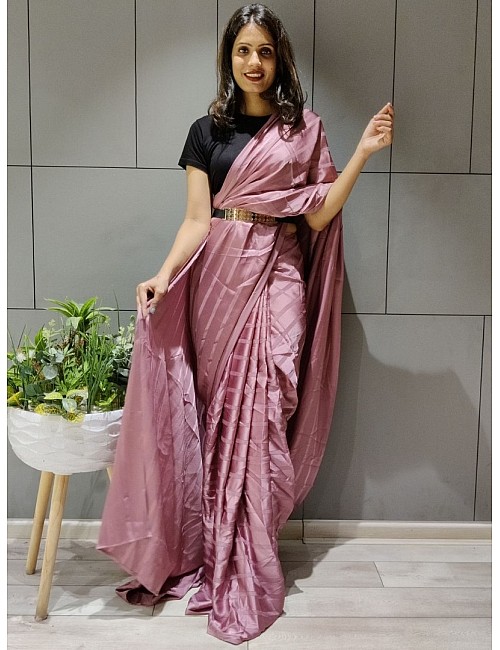 Dusty rose booming silk ready to wear saree