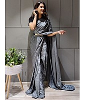 Grey booming silk ready to wear saree