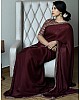 Maroon satin georgette sequence work lace border saree