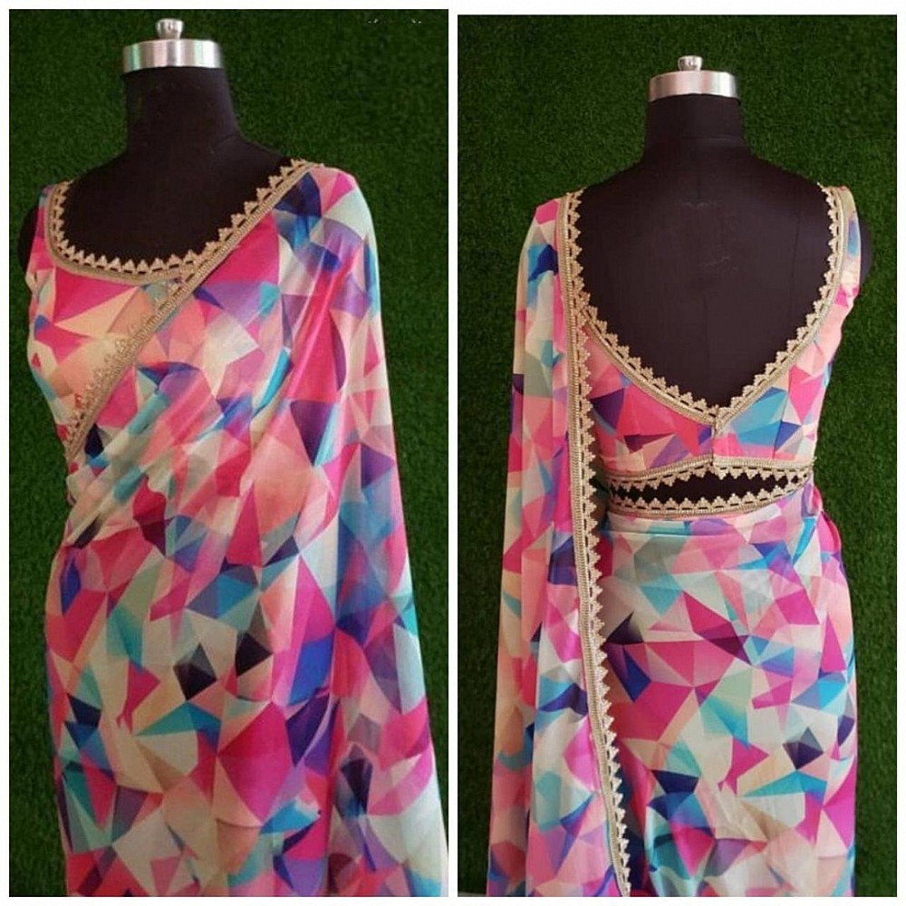 Multicolor georgette beautiful printed saree