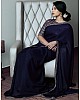 Navy blue satin georgette sequence work lace border saree