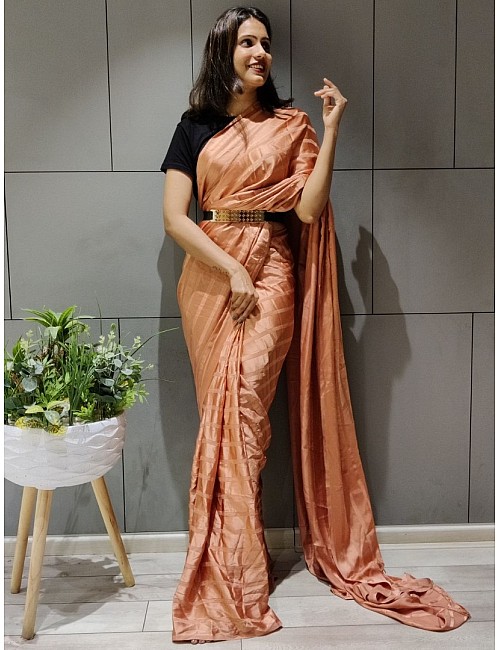 Orange booming silk ready to wear saree