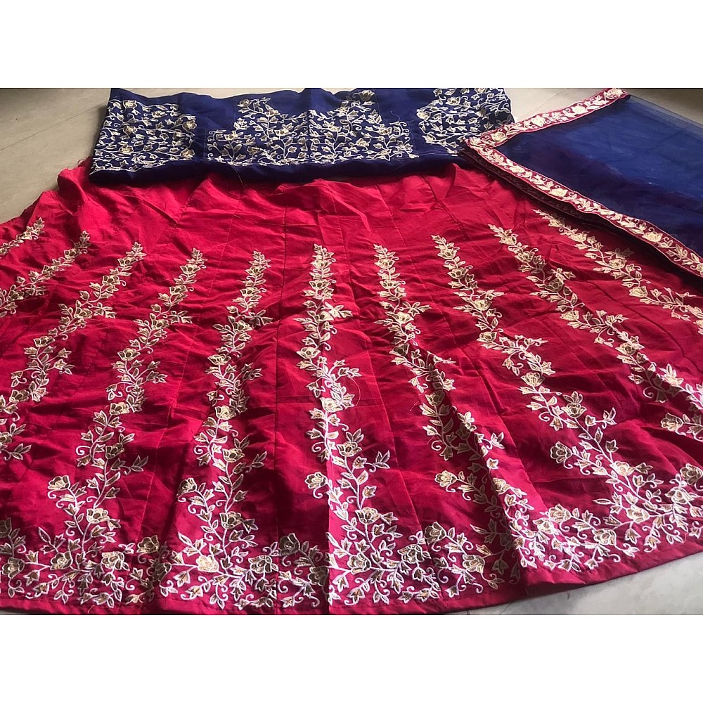 Pink tapeta silk heavy thread embroidered beautiful lehengha choli