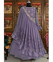 Purple georgette embroidered indowestern gown