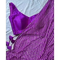 Purple georgette sequence work laheriya printed saree
