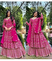 Rani pink georgette heavy sequence embroidery work lehenga suit