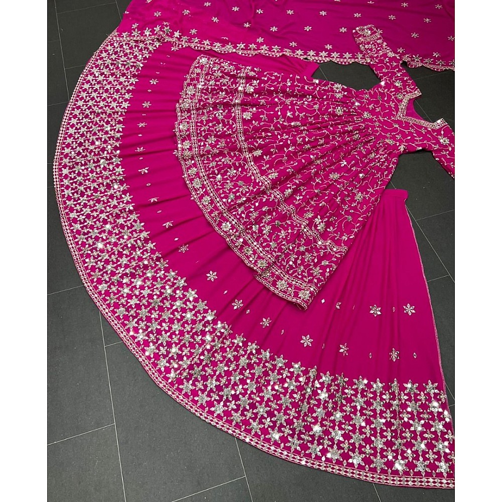 Rani pink georgette heavy sequence embroidery work lehenga suit