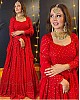 Red georgette embroidered sequence work gown