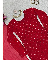 Red georgette sequence work pant salwar suit