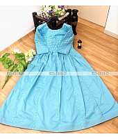 Sky blue banglory satin partywear gown