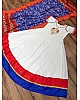 White club cotton anarkali gown with printed silk blue dupatta