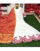 White cotton embroidered anarkali gown with silk dupatta