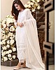 White georgette embroidered plazzo salwar suit