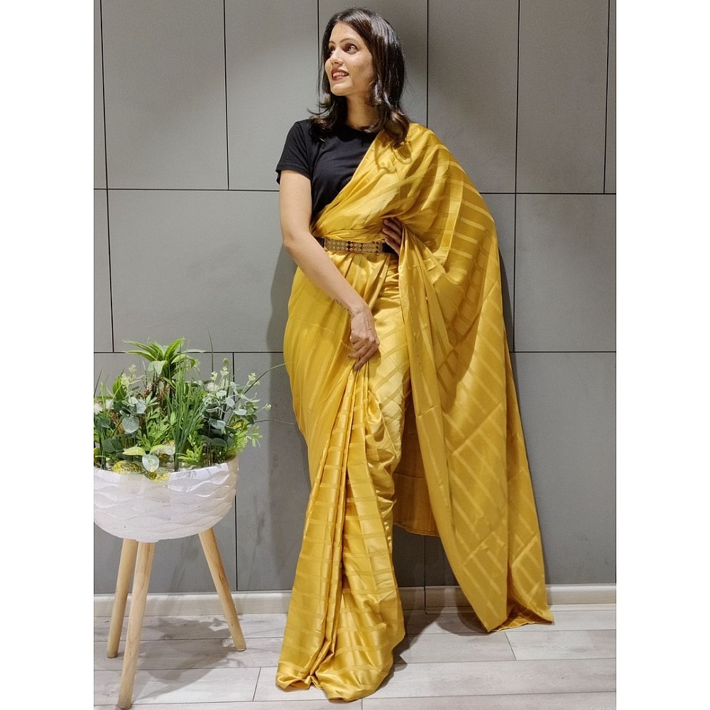 Yellow booming silk ready to wear saree
