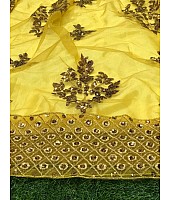 Yellow net sequence worked wedding gown with dupatta