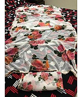 beautiful floral digital printed saree with moti lace